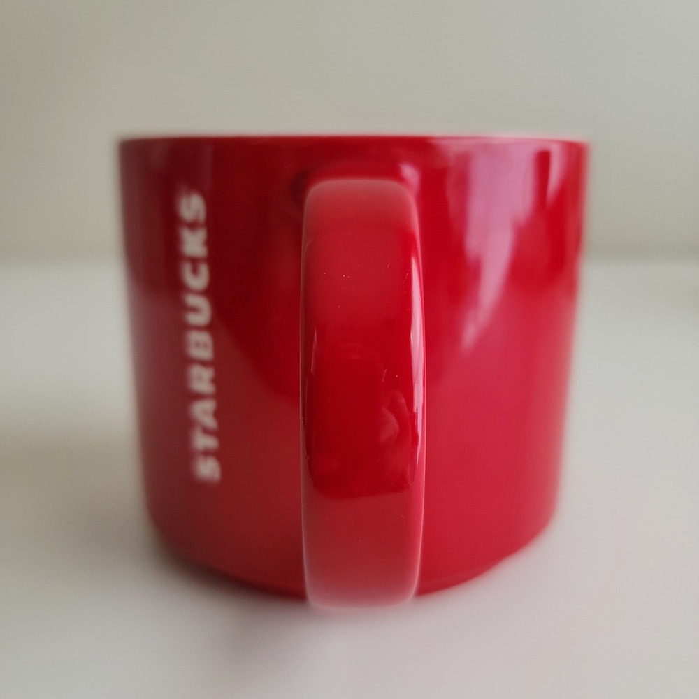 Starbucks 2012 New Bone China Red Coffee Mug Embossed Logo Cup 3in Tall - Picture 3 of 9